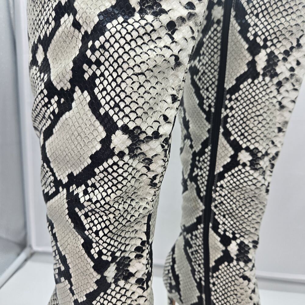 Snakeskin Knee High Boots Women Tall Boot Stiletto Heel Pointed Toe SIZE 9 Zip - Picture 2 of 11